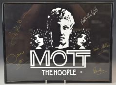 Mott the Hoople - Framed 2009 tour poster, 30 x 40cm, signed by Buffin, Ian Hunter, Overend Watts,