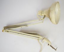 White painted retro industrial style worklight, with table clamp base