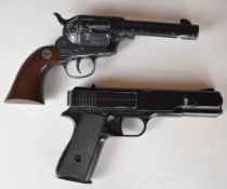 Two air pistols Diana repeater .177 (NVSN) and a Daisy .177 BB revolver (NVSN).