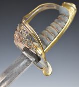 British Army 1822 pattern sword with VR cypher to hilt, shagreen covered grip and 82cm plain