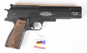Weihrauch HW45 .22 air pistol with chequered wooden grips and adjustable sights and trigger,