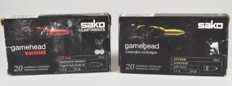 Forty .223 Sako 50g rifle cartridges, all in original boxes. PLEASE NOTE THAT A VALID RELEVANT