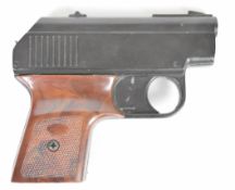 Unnamed .22 blank firing starting pistol with chequered faux wooden grips, NVSN.