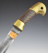 Russian Cossack's sword with brass pommel marked K16R and 416 to base of grip, 80cm curved blade.