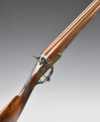 Robinson 12 bore side by side hammer action shotgun with named and engraved locks, engraved hammers,