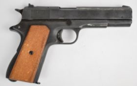 BBM Bruni 8mm blank firing pistol with chequered wooden grips and multi-shot magazine, NVSN
