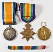 British Army WW1 medal trio comprising 1914/1915 Star, War Medal and Victory Medal named to 20357