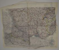 British double sided colour printed escape and evasion map of France, Switzerland (W) and Northern