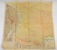 WW2 Royal Air Force double sided colour silk escape map Sheet A and B, South West France, North
