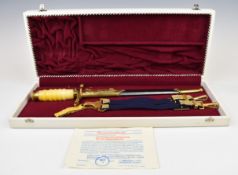 East German Admiral's cased honour dagger with straps and scabbard, blade length 25cm. PLEASE NOTE