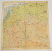 WW2 Royal Air Force double sided colour silk escape map C and D, 72 x 73cm