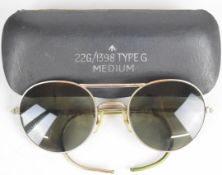 Cased pair of military sunglasses, marked to case 22G/1933 Type G Medium