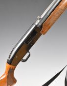 Mossberg 12 bore five-shot pump-action shotgun with chequered semi-pistol grip, neoprene sling,