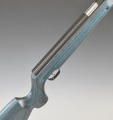 Weihrauch HW97K .177 underlever air rifle with blue laminated show wood stock, semi-pistol grip,