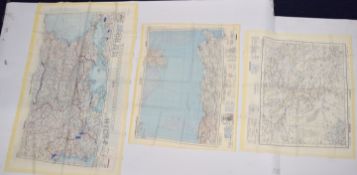 Three British double sided colour printed escape and evasion maps for Sofiya / Aegean, 67 x 106cm,