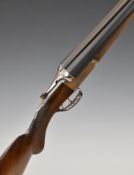 P Knight of Nottingham 12 bore side by side shotgun with named and engraved locks, engraved