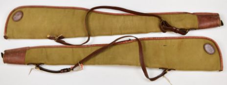 A pair of Ray Ward Gunsmith Knightsbridge, London canvas and leather shotgun or rifle slips.