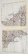 Two British singe sided colour printed escape and evasion maps Code D for Northern France,