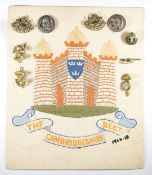 Two WW1 silver war badges, together with Somerset Light Infantry collar badges and an embroidered