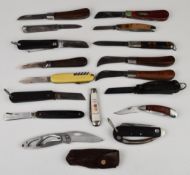 Seventeen various pocket knives / folding knives including clasp knives, silver jubilee, pruning