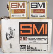 Two-hundred-and-fifty 12 bore SMI Gold 30g 7 shot shotgun cartridges, all in original boxes.