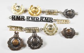 Royal Marines badges including cap, collar and shoulder titles for Royal Marine Force Volunteer