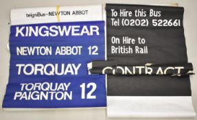 Four bus destination blinds to include Newton Abbot, Kingswear, Torquay and Paignton