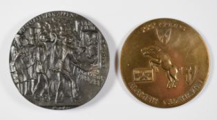 WW1 German commemorative medal for the Sinking of the Lusitania together with a bronze WW2 XXX Corps