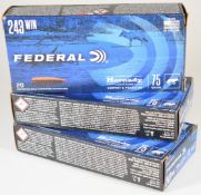 Sixty .243 Federal 75g rifle cartridges, all in original boxes. PLEASE NOTE THAT A VALID RELEVANT