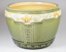 Burmantofts faience jardinière , height 14cm