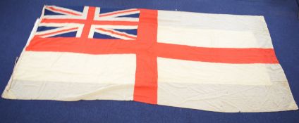 Large panel stitched Royal Navy white ensign flag, indistinctly marked with Bristol maker to edge,