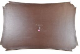 Taxidermy interest desk pad, with hinged crocodile skin or similar covered side panels revealing