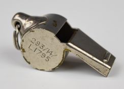 WW2 Royal Air Force air crew whistle marked AM over crown 23/230 to one side and 293/14/L1795 to the