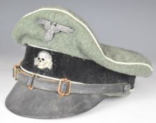 German WW2 replica Nazi Third Reich SS peaked cap for the Totenkopf Division
