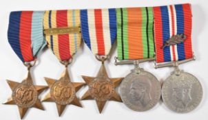 British Army WW2 medal group of five comprising 1939/1945 Star, Africa Star with clasp for 8th Army,