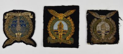 Three WW2 Royal Air Forces Escaping Society bullion blazer badges,