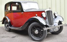 1934 Morris 8 two door saloon car, original transferable Worcestershire registration number FK 6396,