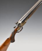 Mortimer & Son 12 bore side by side hammer action shotgun with named and engraved lock, engraved
