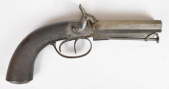 Burnand of Newcastle on Tyne double barrelled side by side percussion hammer action pocket pistol