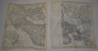 Two British double sided colour printed escape and evasion maps of Scandinavia and the Baltic, 47