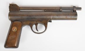 Webley Mark I .177 air pistol with logo inset to the wooden grips and adjustable sights, serial