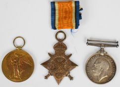 British Army WW1 medal trio comprising 1914 Star, War Medal and Victory Medal named to Captain R H