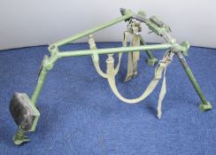 Lafette or similar military light machine gun tripod with adjustable legs and mounts, 110x60cm.