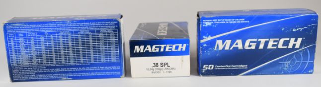One-hundred-and-thirty .38 Spl Magtech 138g rifle or pistol cartridges, all in original boxes.