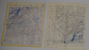 Two British Cold War double sided colour printed escape and evasion maps of Basra and Baghdad, 61
