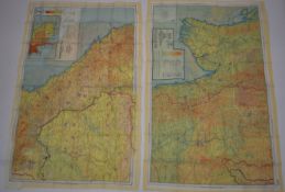 Two British double sided colour printed escape and evasion maps of 44C+D Burma Extreme South, Siam