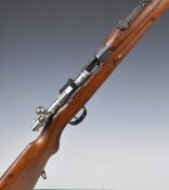 Peruvian Mauser 7.62x53mm bolt-action rifle with military crest and 'Republica Peruana' to the
