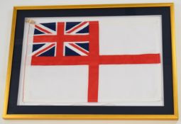 Framed white ensign flag, 87 x 63cm