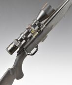 Mossberg .17 bolt-action rifle with composite stock, chequered semi-pistol grip and forend, sling