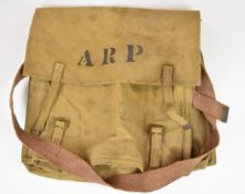 Large WW2 ARP canvas bag dated 1939, with carry strap, 46 x 48cm